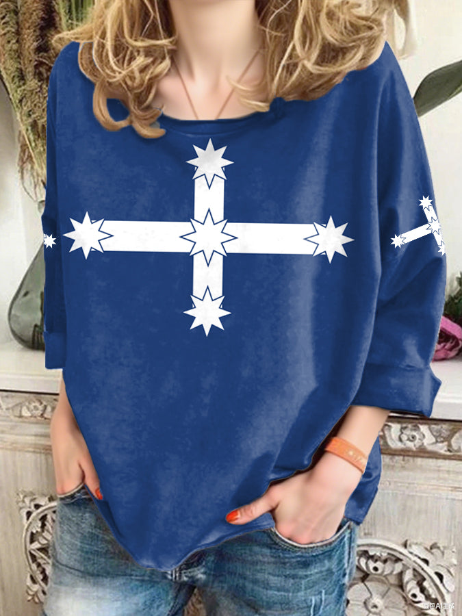 Women's AU Eukera Flag Printed loose-fitting sweatshirt