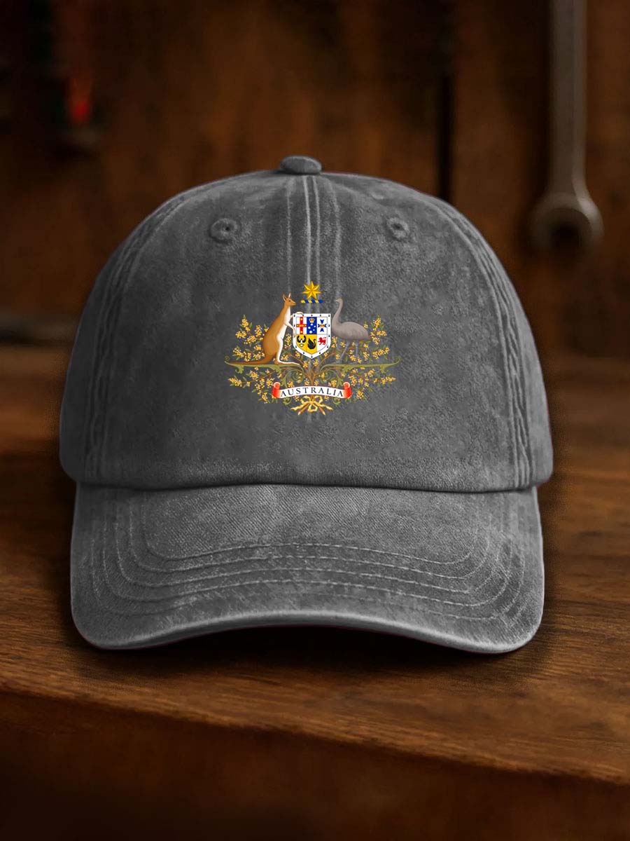 Vintage Australian Flag Badge Casual Print Hats