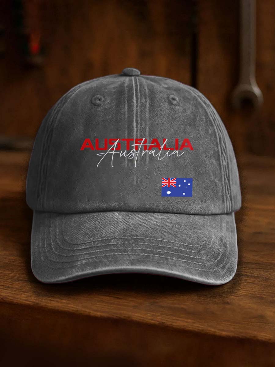 Vintage Australian Flag Badge Casual Print Hats