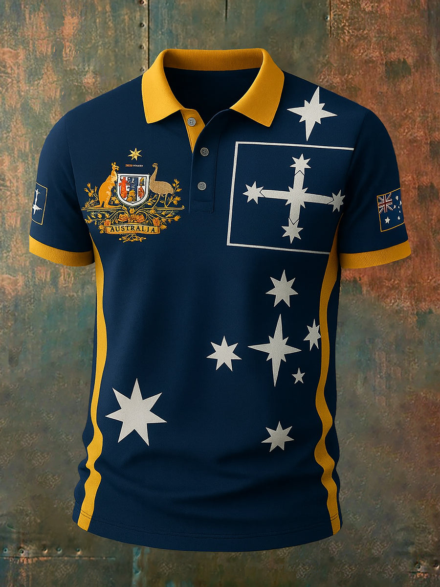 Men's Vintage Australian Eureka Flag Casual Polo Shirt