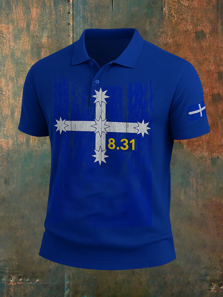 Men's Vintage Australian Eureka Flag Casual Polo Shirt