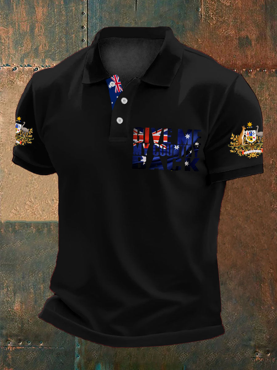 Men's AU Flag Immigration Printed Casual Tops
