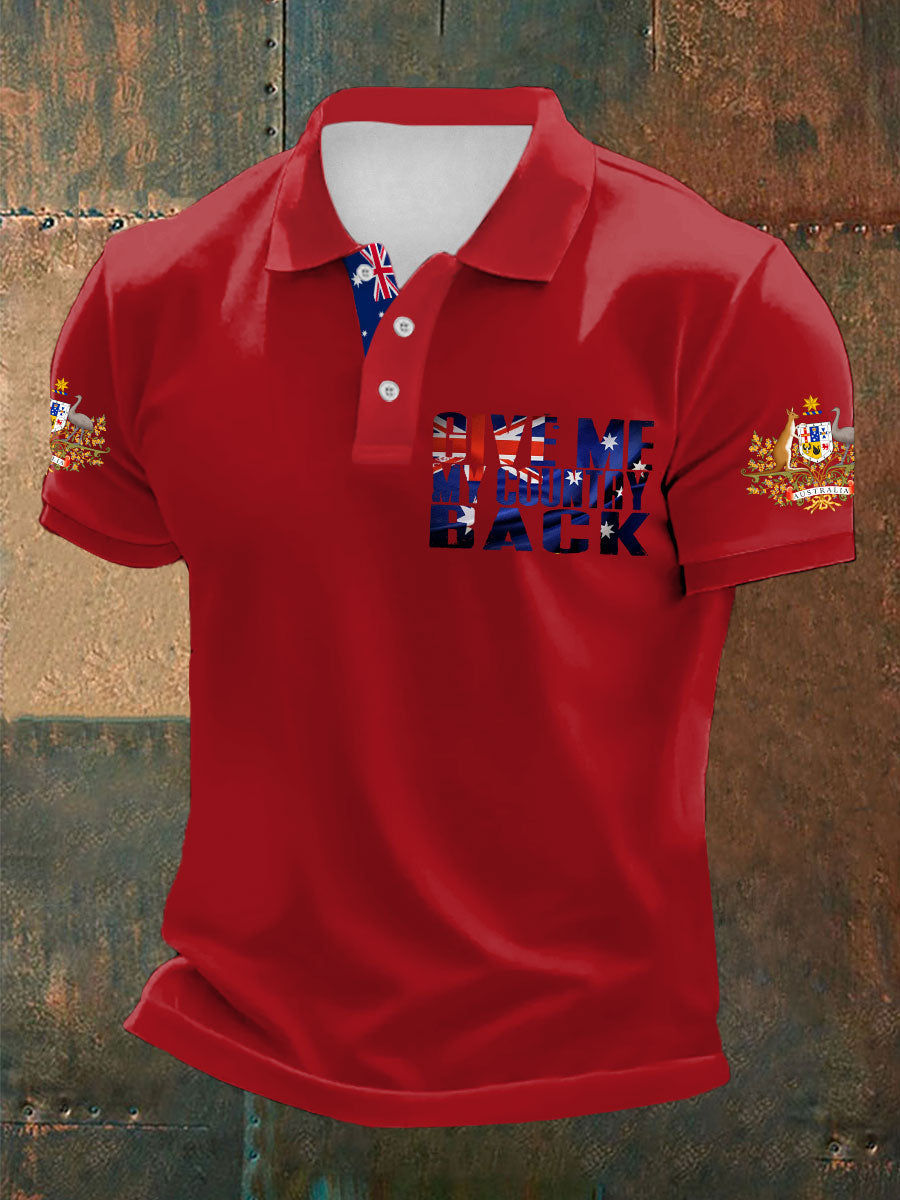 Men's AU Flag Immigration Printed Casual Tops