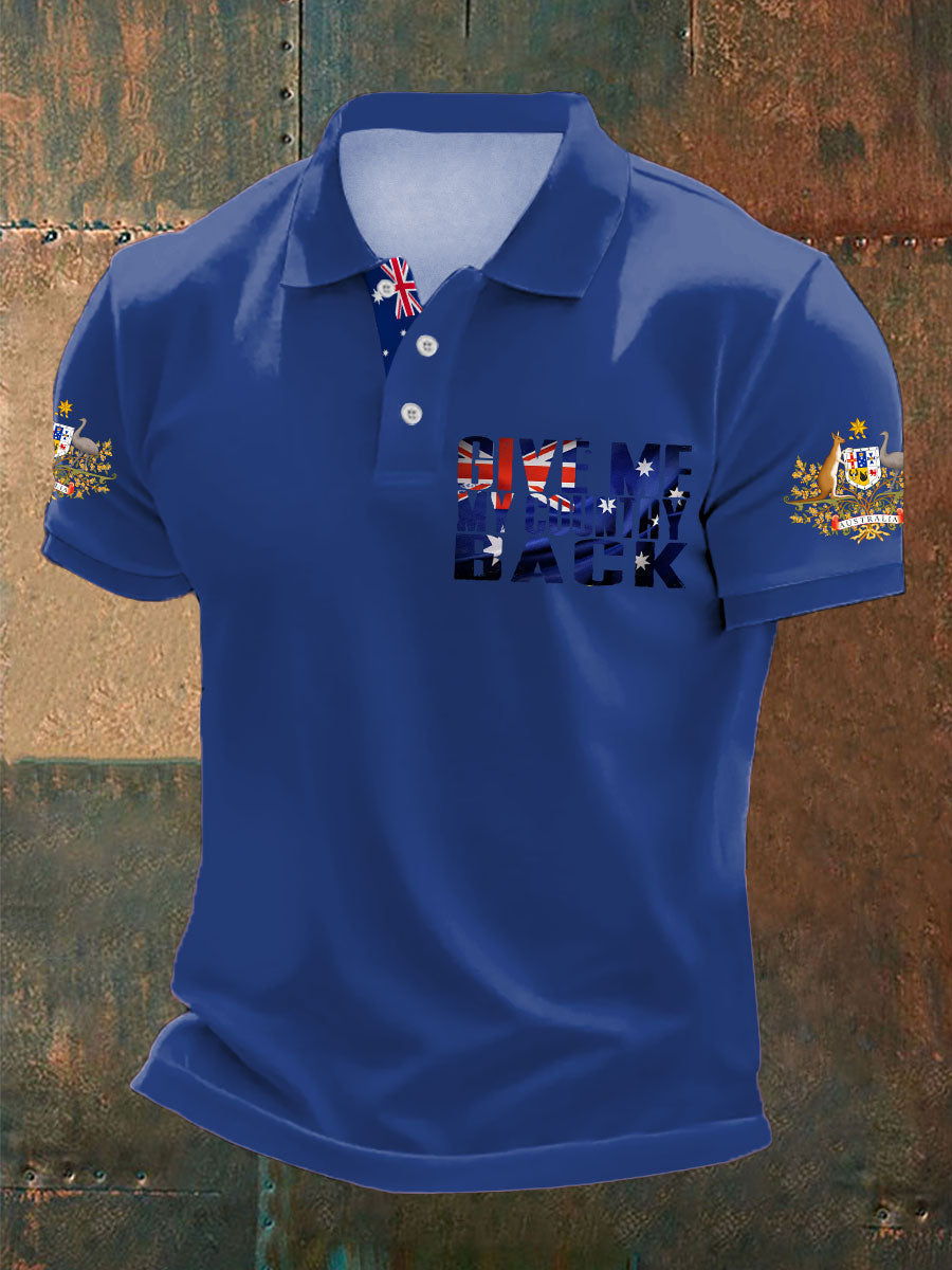 Men's AU Flag Immigration Printed Casual Tops