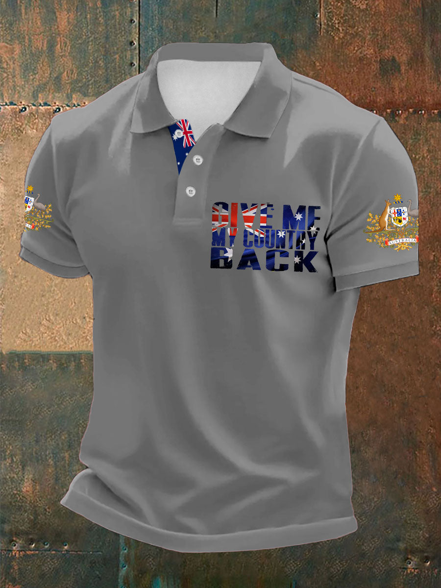 Men's AU Flag Immigration Printed Casual Tops