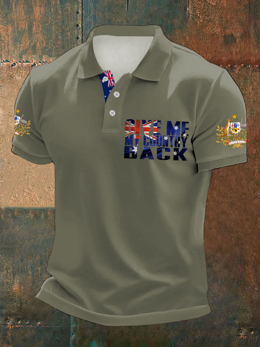 Men's AU Flag Immigration Printed Casual Tops