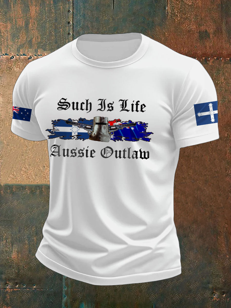Men's AU Aussie Eereka Flag Outlaw Printed T-shirt
