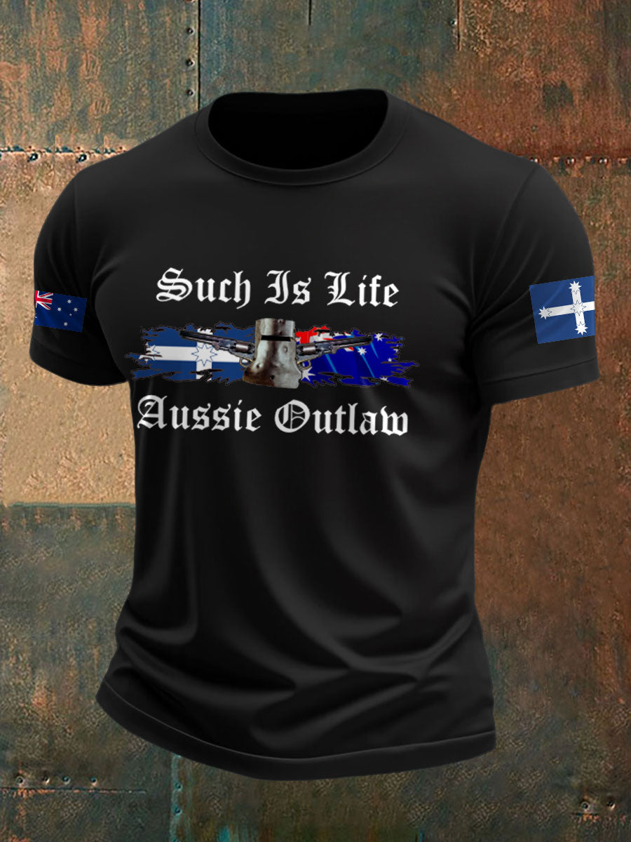 Men's AU Aussie Eereka Flag Outlaw Printed T-shirt