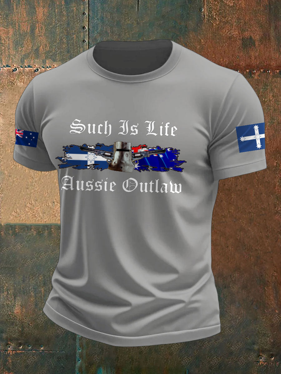 Men's AU Aussie Eereka Flag Outlaw Printed T-shirt