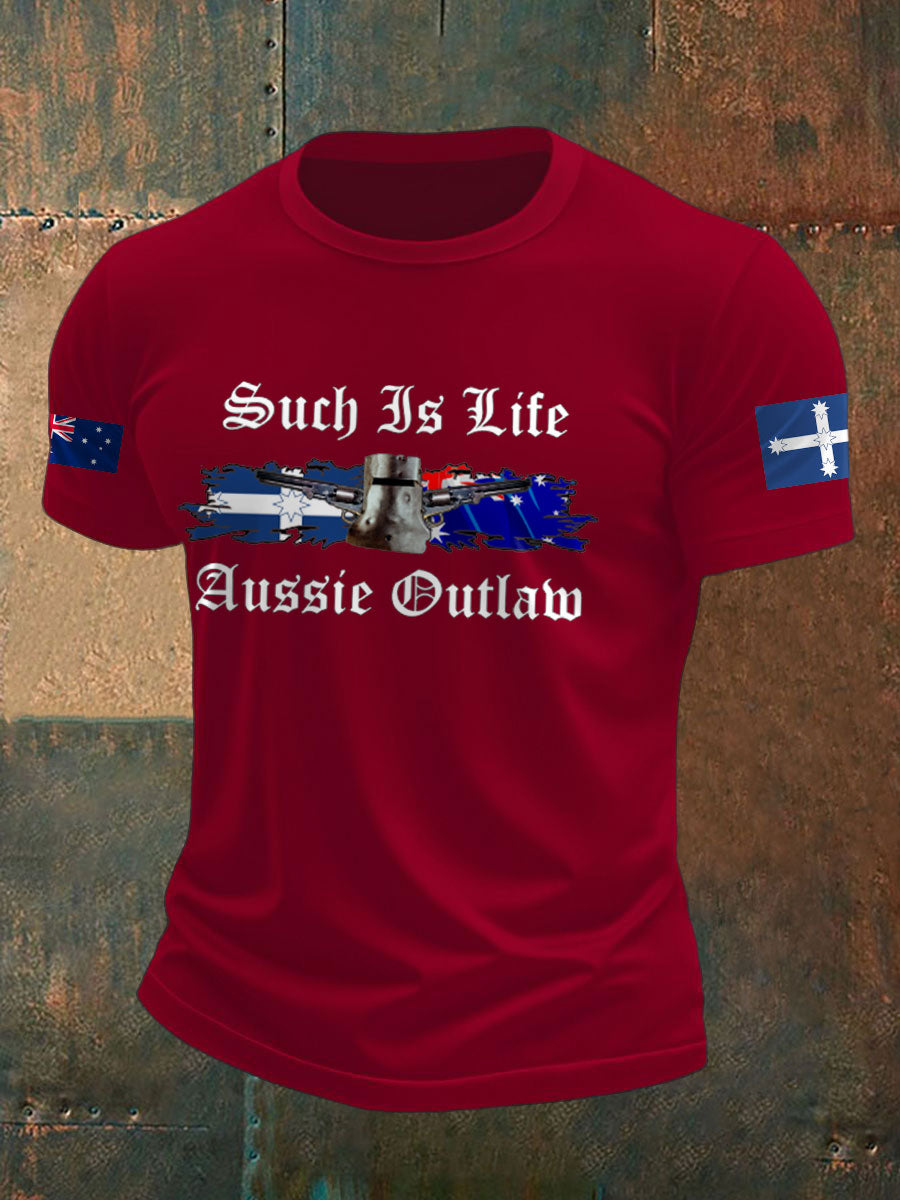 Men's AU Aussie Eereka Flag Outlaw Printed T-shirt