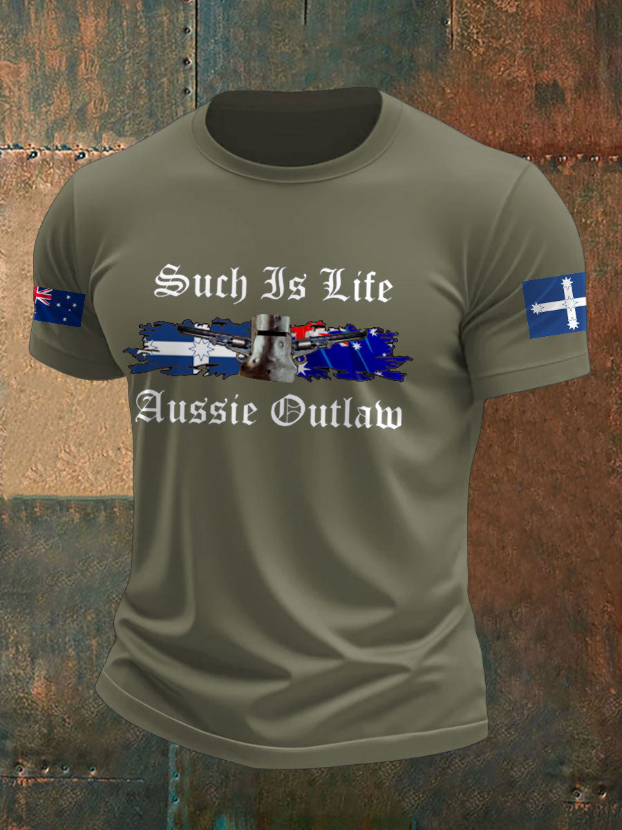Men's AU Aussie Eereka Flag Outlaw Printed T-shirt