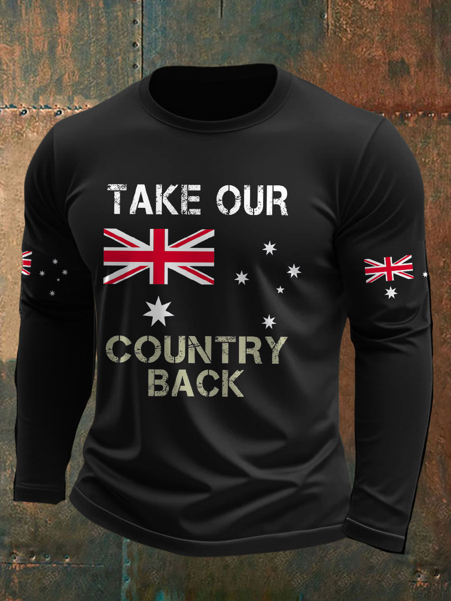 Men's AU Flag Immigration Printed T-shirt