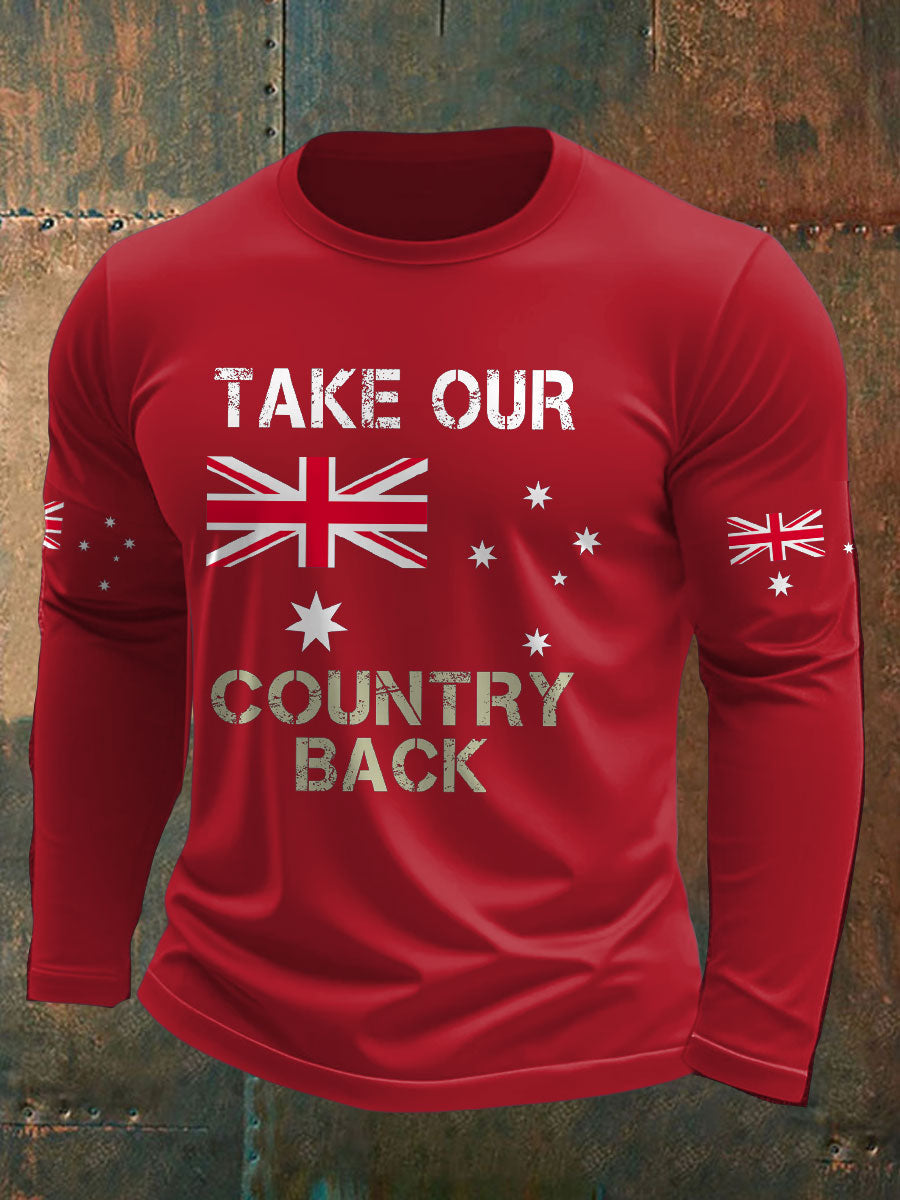 Men's AU Flag Immigration Printed T-shirt