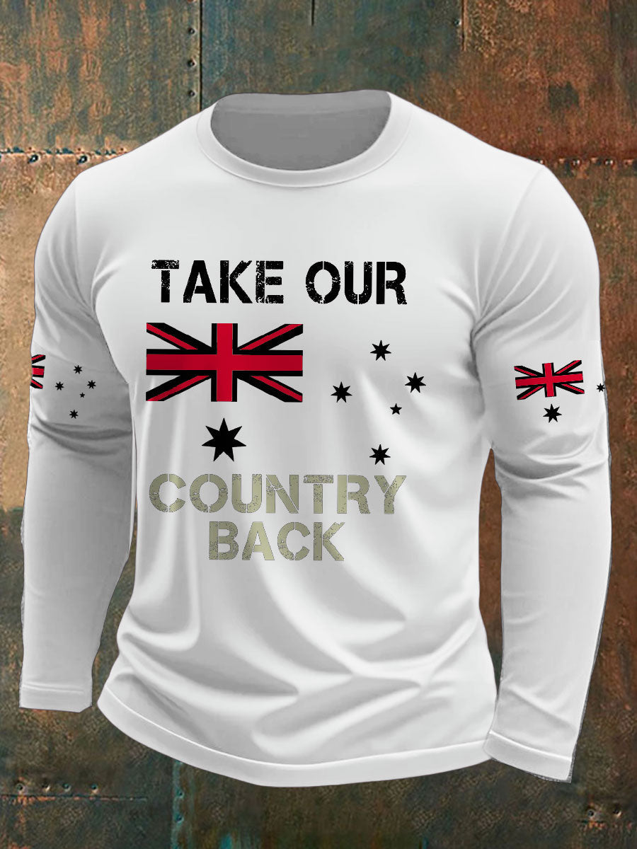 Men's AU Flag Immigration Printed T-shirt