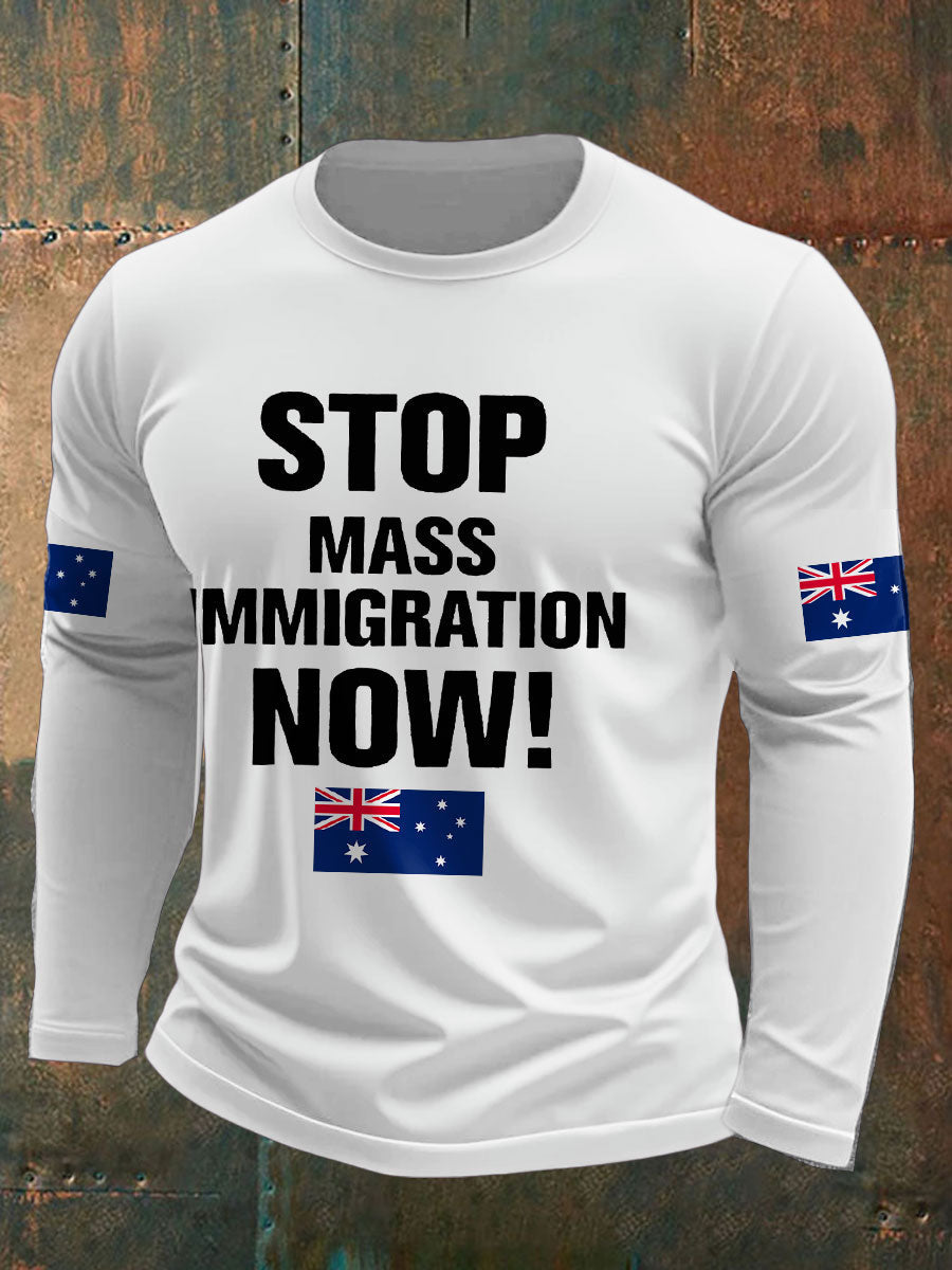 Men's AU Flag Immigration Printed T-shirt