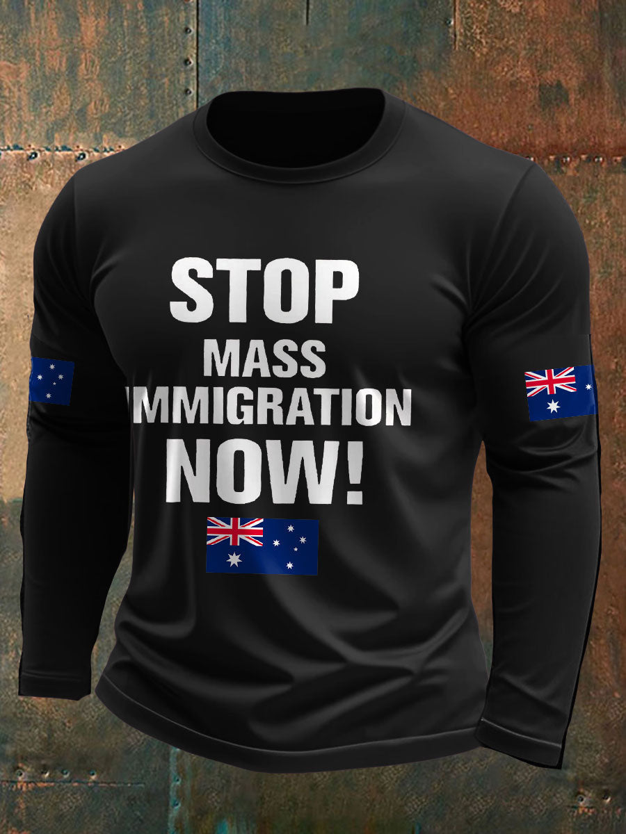 Men's AU Flag Immigration Printed T-shirt