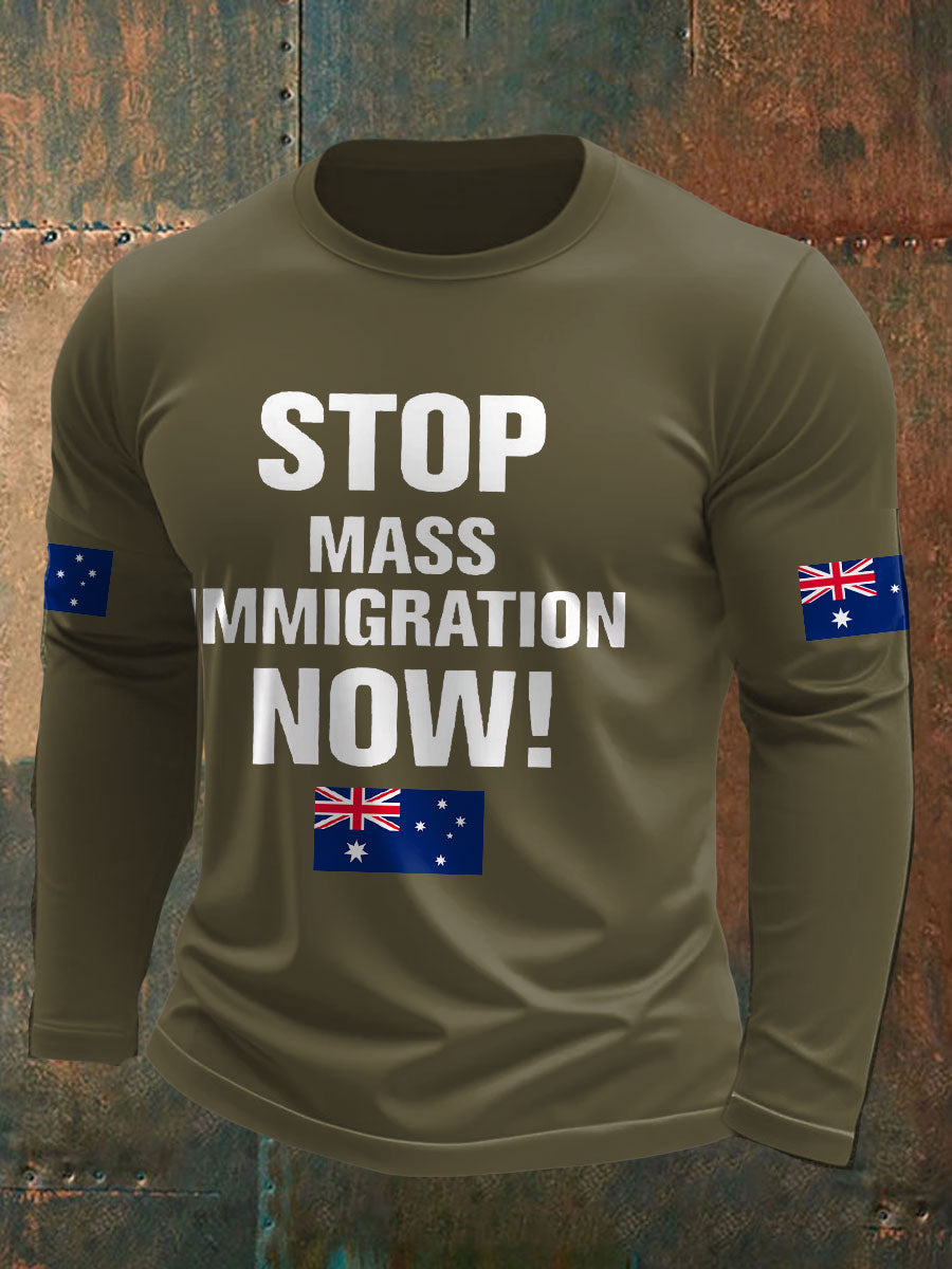 Men's AU Flag Immigration Printed T-shirt