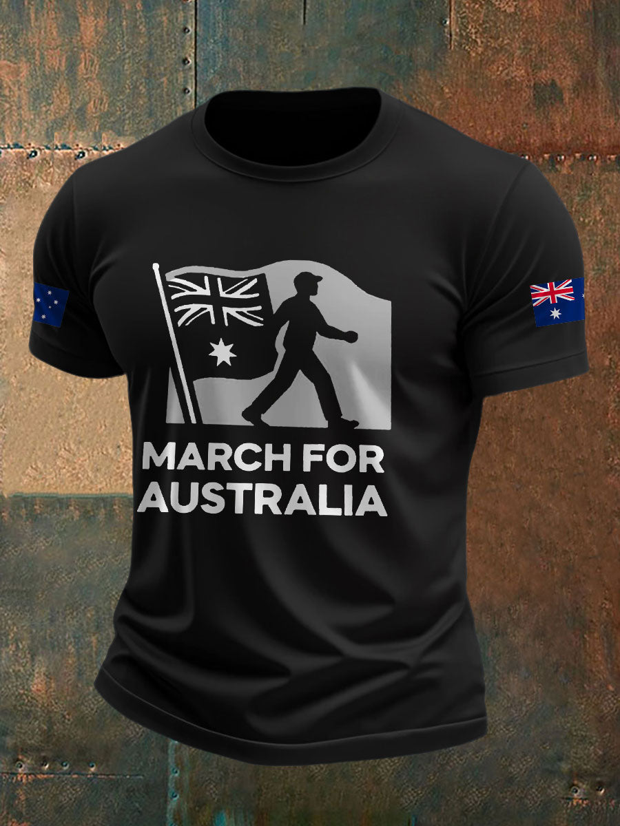 Men's AU Flag Immigration Printed T-shirt
