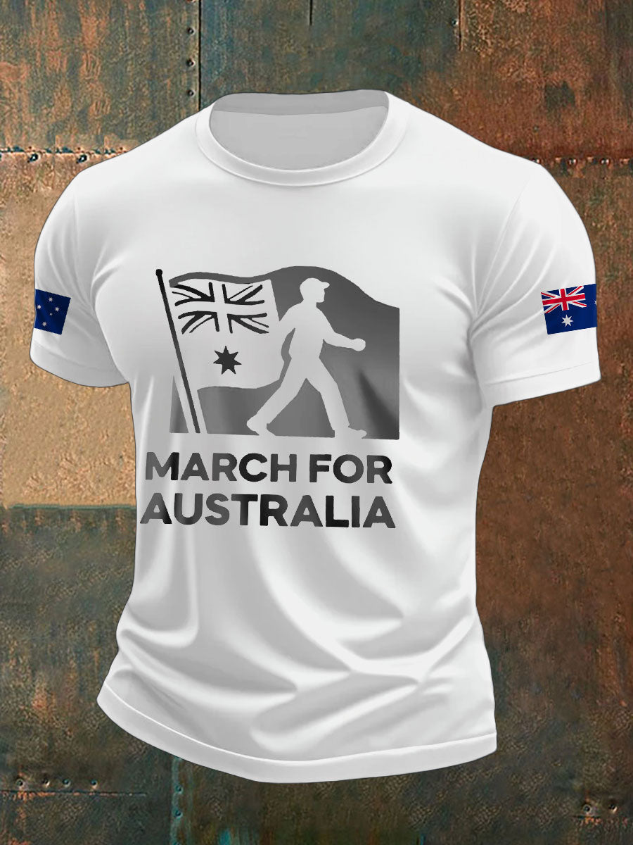 Men's AU Flag Immigration Printed T-shirt