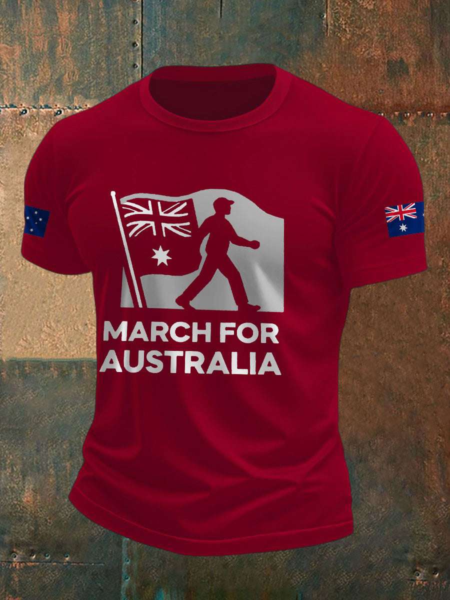 Men's AU Flag Immigration Printed T-shirt