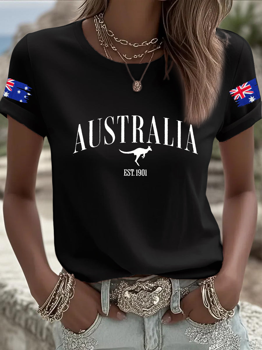 Women's Australian Flag Print Short Sleeve T-shirt
