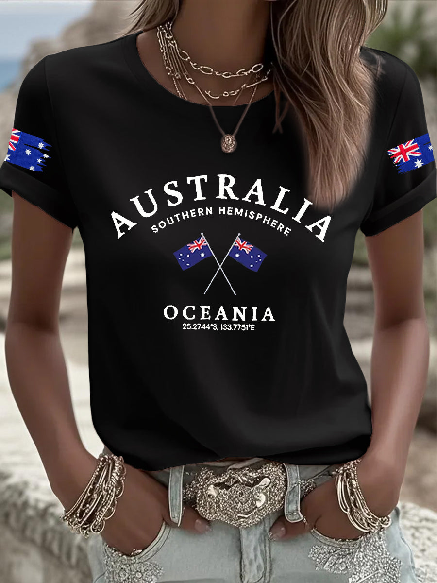 Women's Australian Flag Print Short Sleeve T-shirt