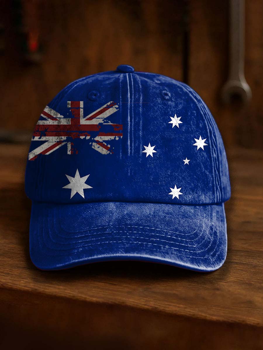 Vintage Australian Flag Badge Casual Print Hats