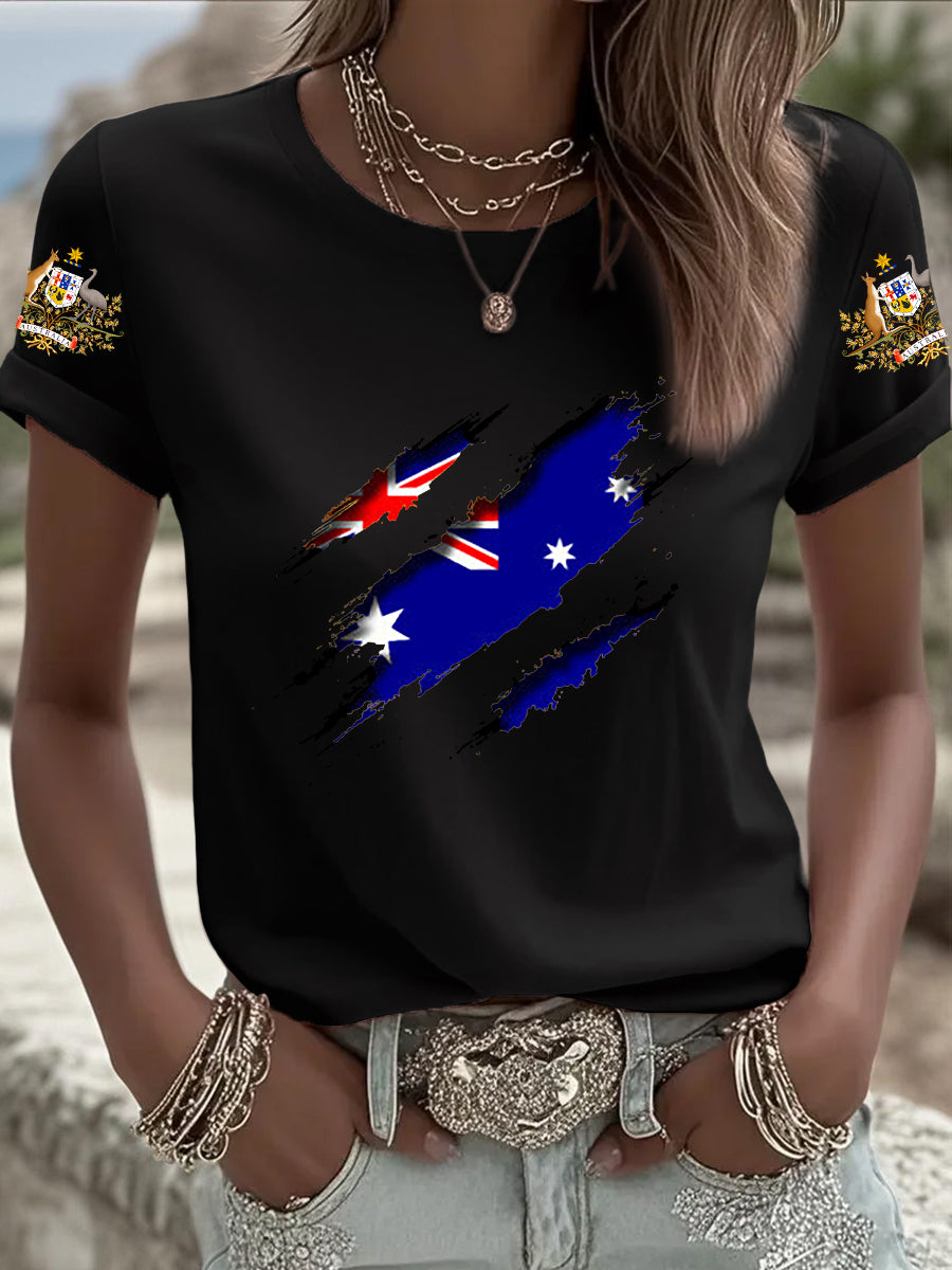 Women's Australian Flag Print Short Sleeve T-shirt