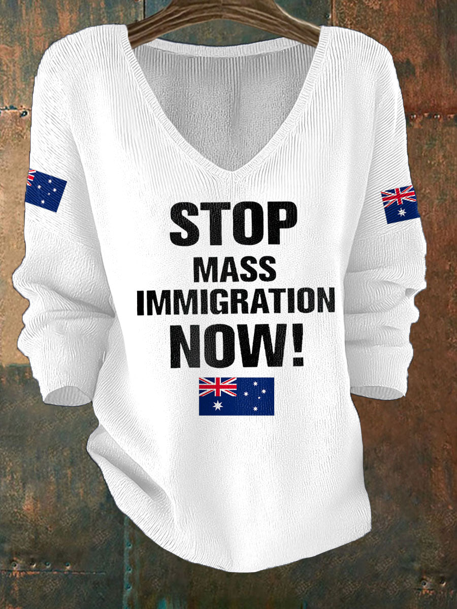 Women's AU Flag Immigration Printed Casual Tops