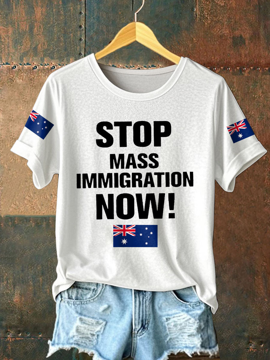 Women's AU Flag Immigration Printed T-shirt