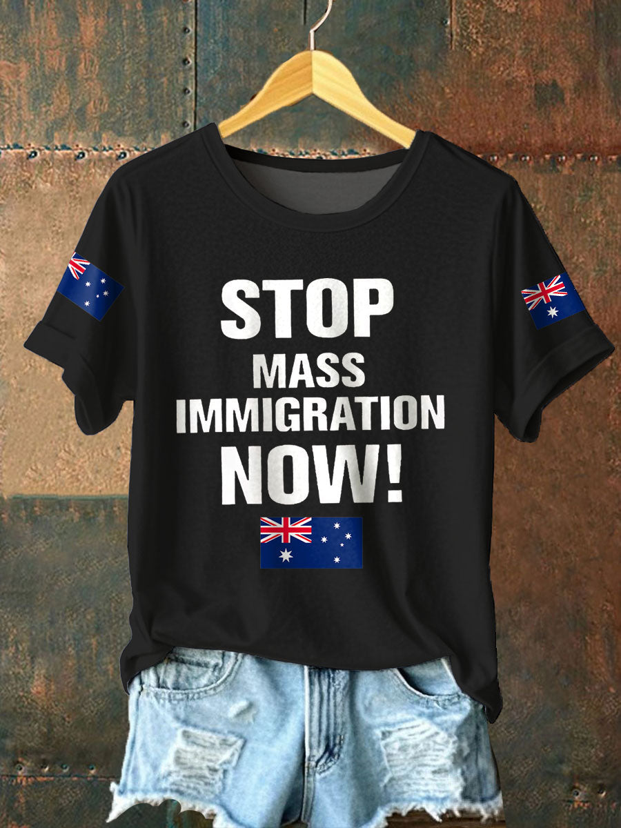 Women's AU Flag Immigration Printed T-shirt