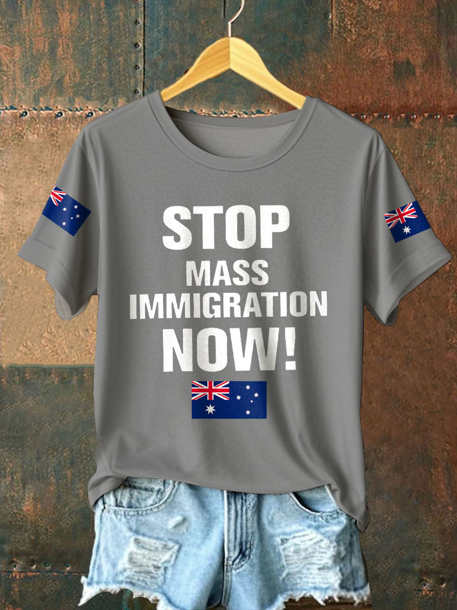 Women's AU Flag Immigration Printed T-shirt