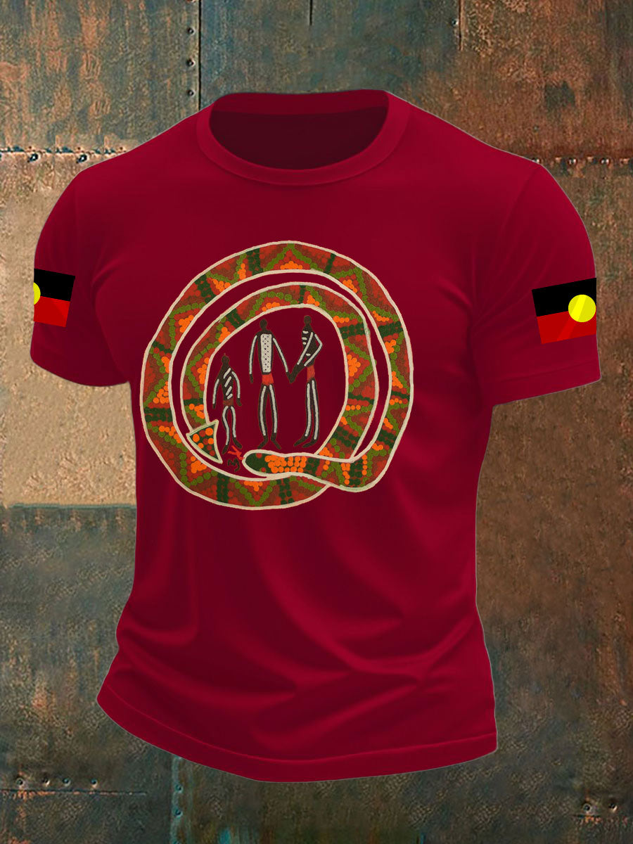 Men's Australian Aboriginal art and design Printed short sleeves t-shirt
