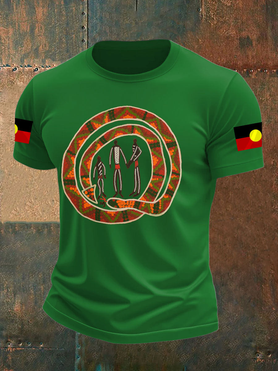 Men's Australian Aboriginal art and design Printed short sleeves t-shirt