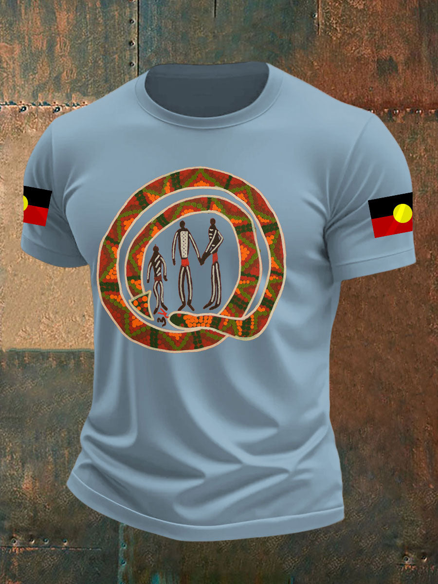 Men's Australian Aboriginal art and design Printed short sleeves t-shirt