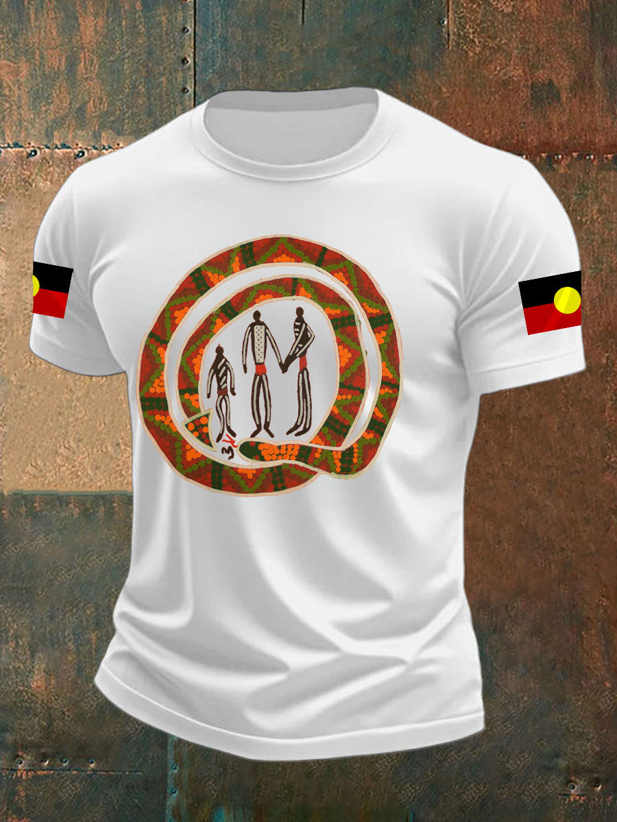 Men's Australian Aboriginal art and design Printed short sleeves t-shirt