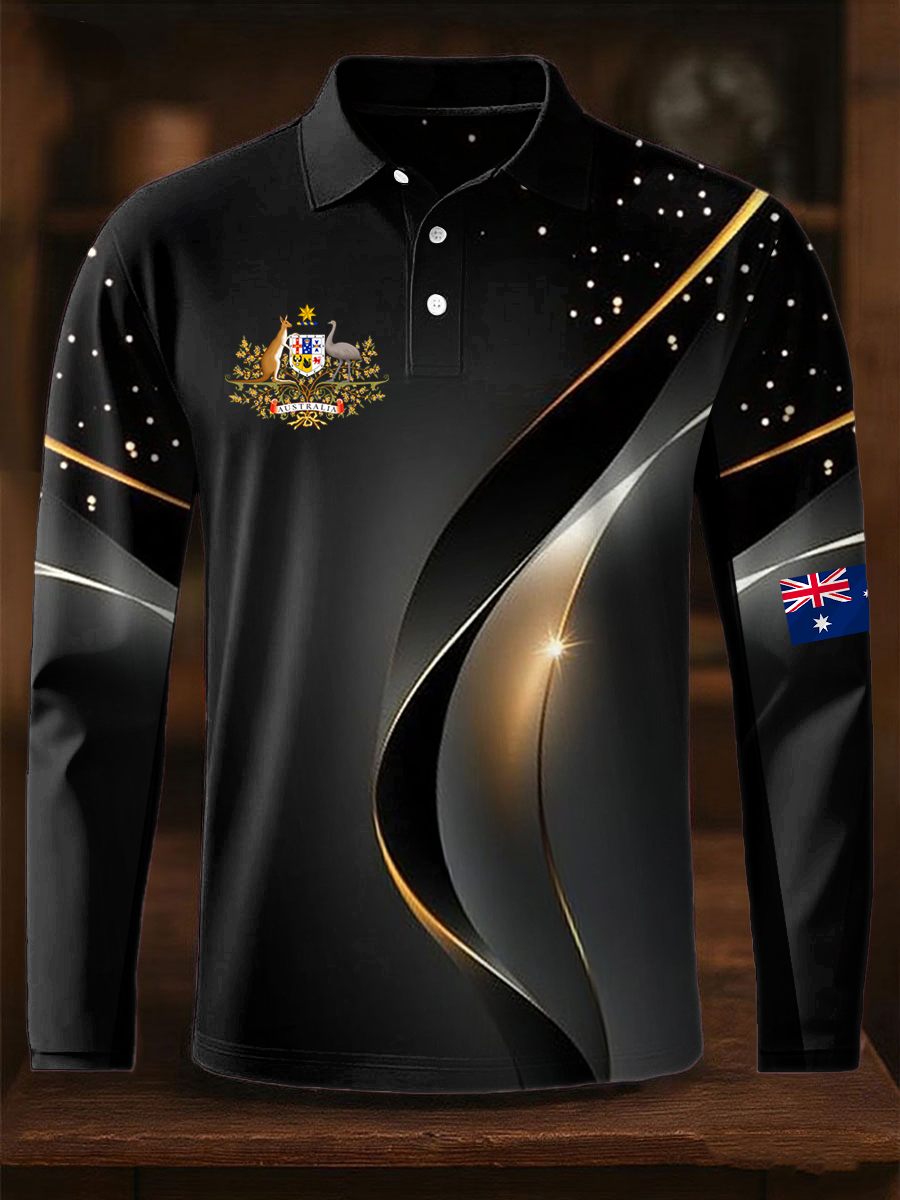Men's Australian business style Printed Long sleeve shirt