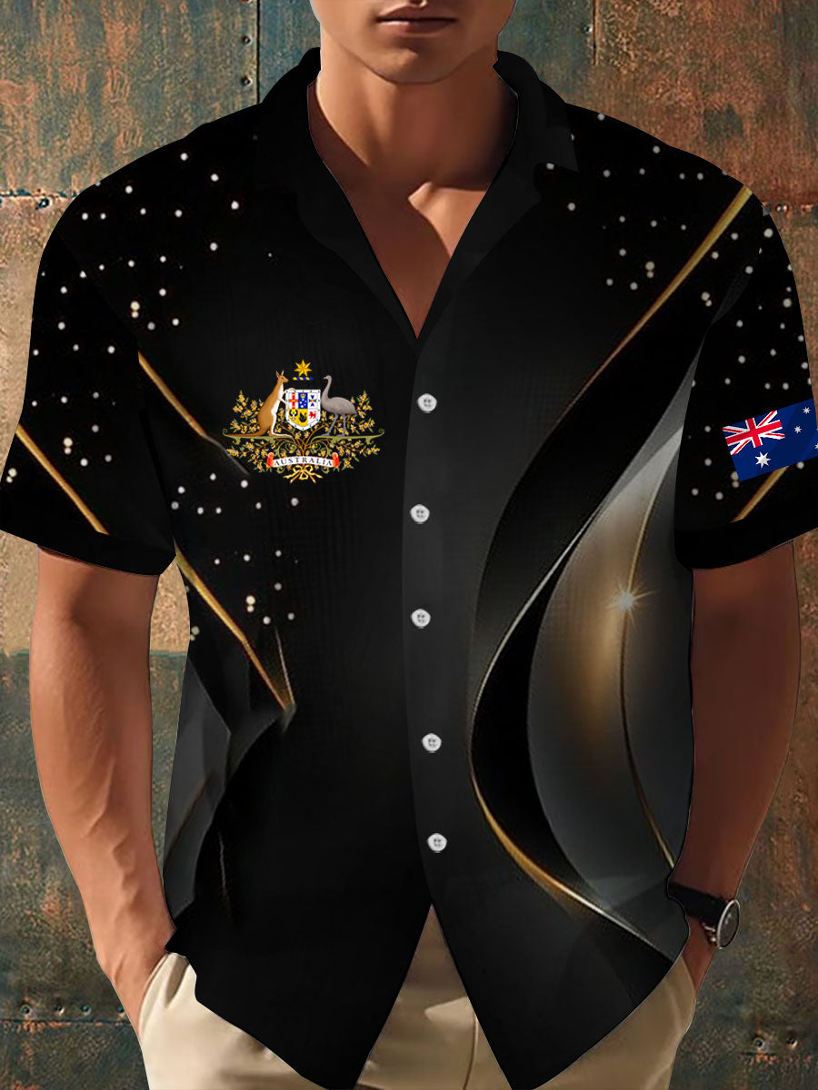 Men's Australian business style Printed Waffle Shirt