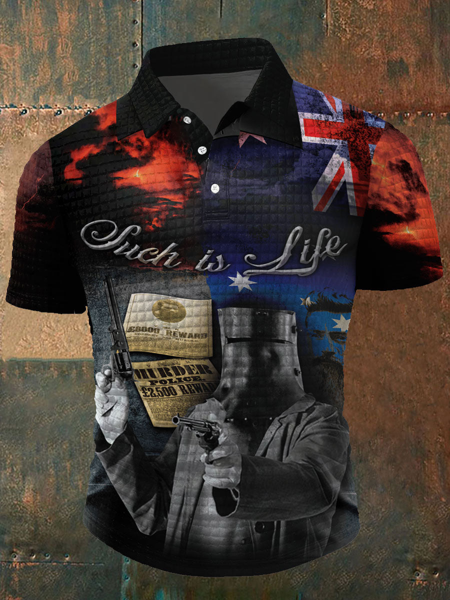 Men's Eureka Flag Aussie Outlaw Printed Casual Tops