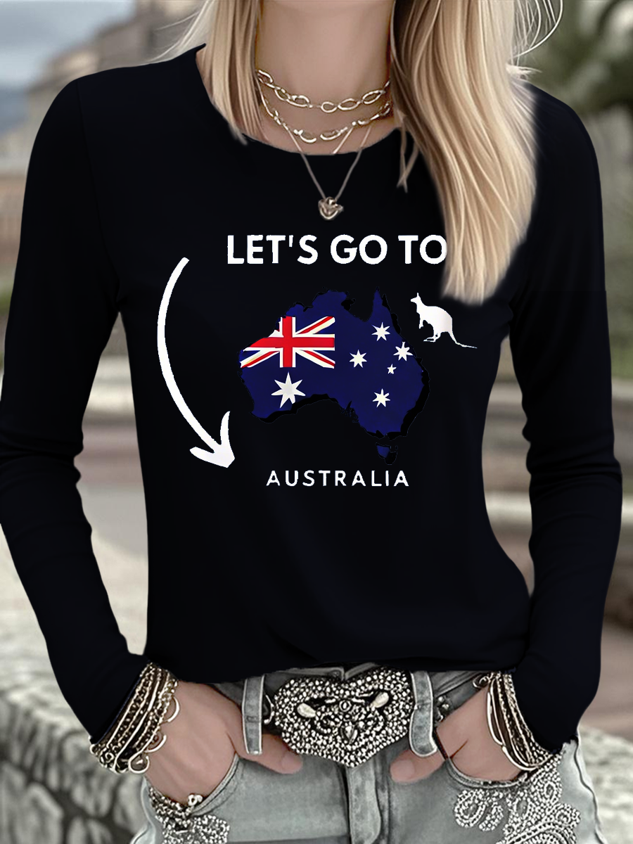 Women's Australian Printed Casual Long Sleeve Shirt