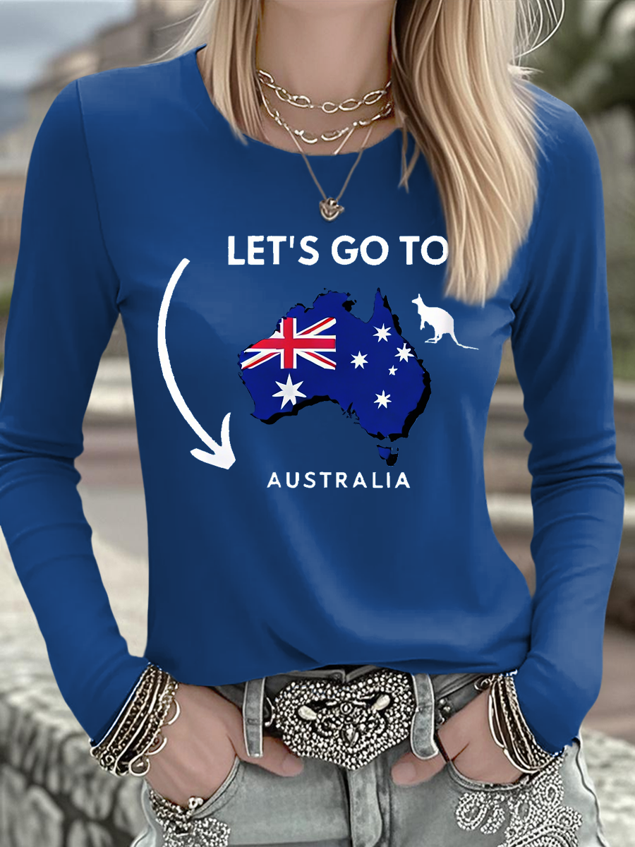 Women's Australian Printed Casual Long Sleeve Shirt