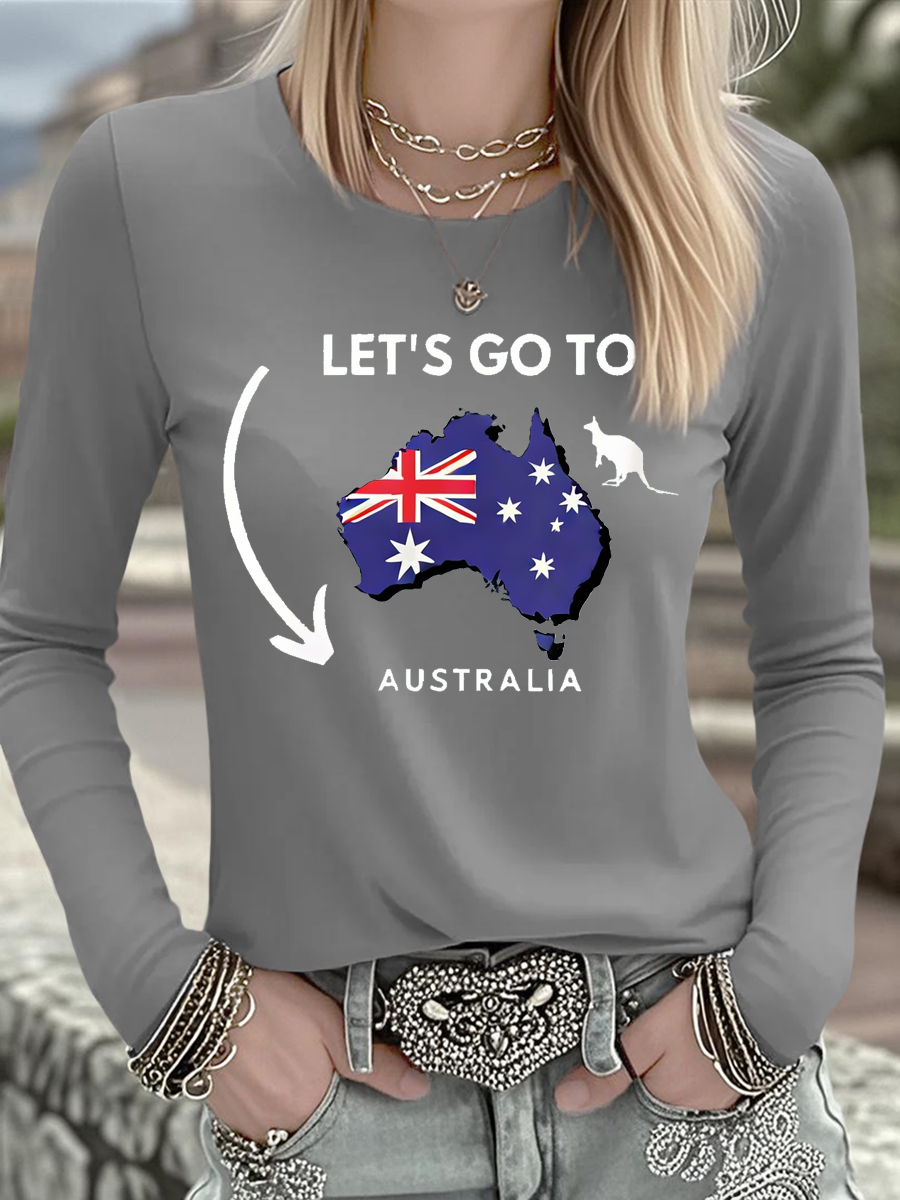 Women's Australian Printed Casual Long Sleeve Shirt