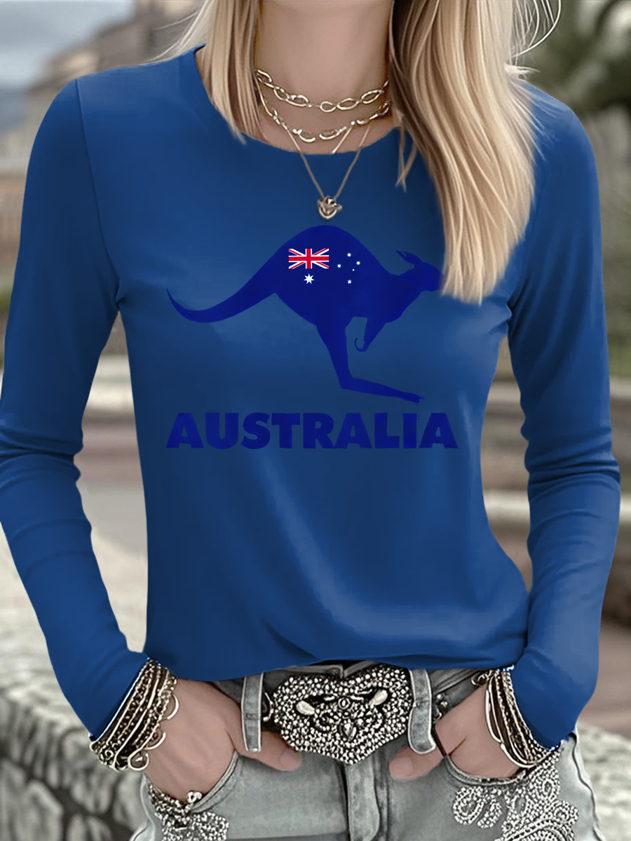Women's Australian Printed Casual Long Sleeve Shirt