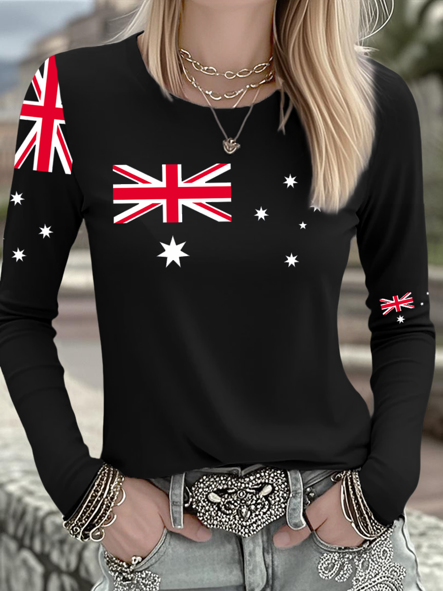 Women's Australian Printed Casual Long Sleeve Shirt