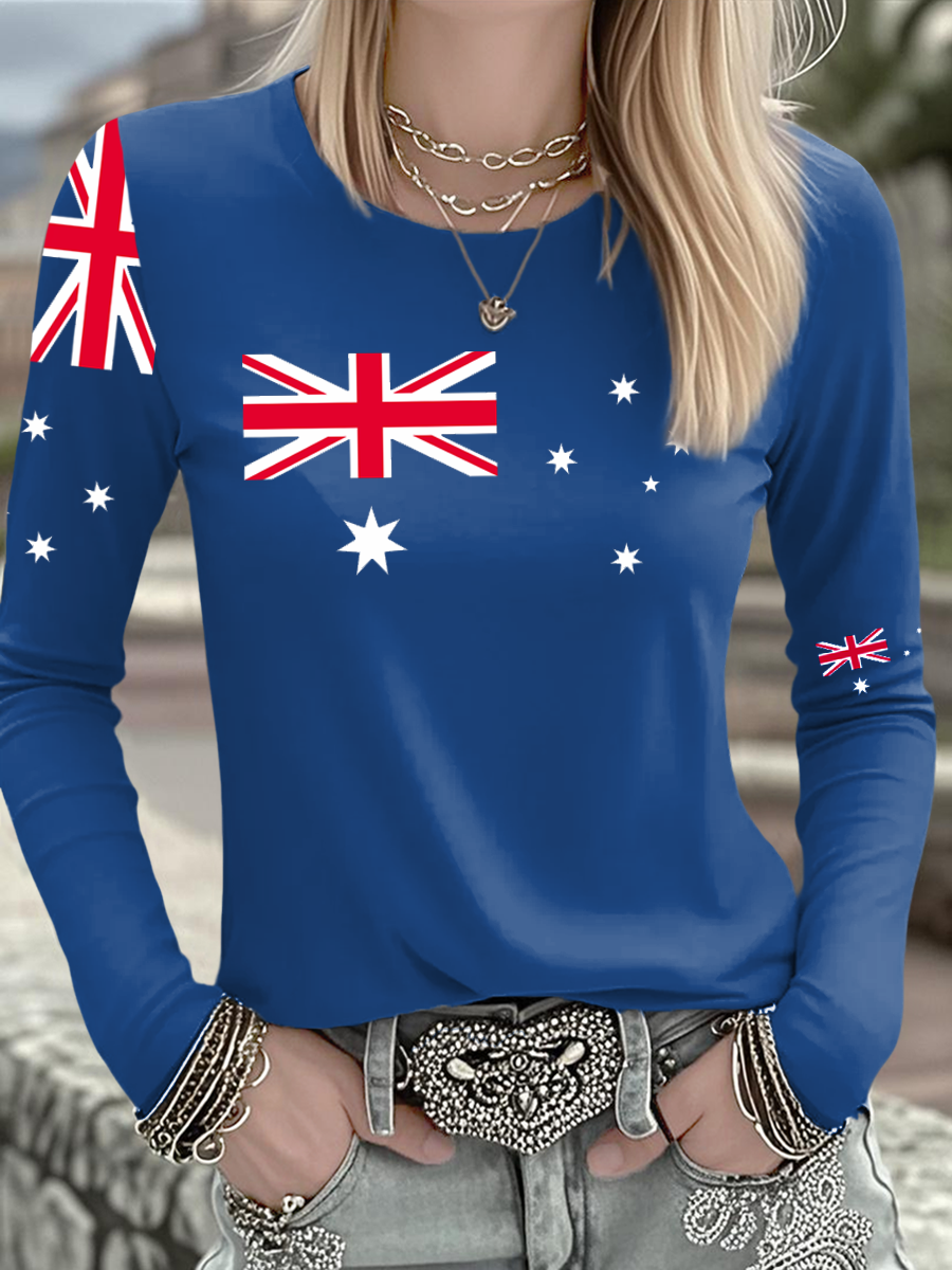 Women's Australian Printed Casual Long Sleeve Shirt