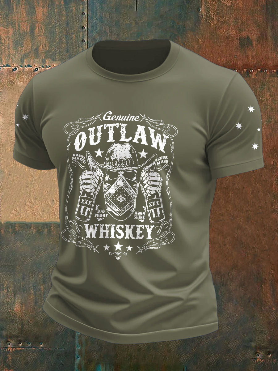 Men's Eureka Flag Aussie Bushranger Outlaw Whiskey Printed T-shirt