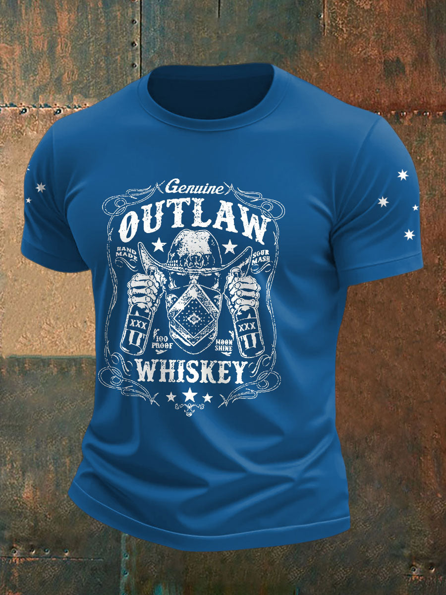 Men's Eureka Flag Aussie Bushranger Outlaw Whiskey Printed T-shirt