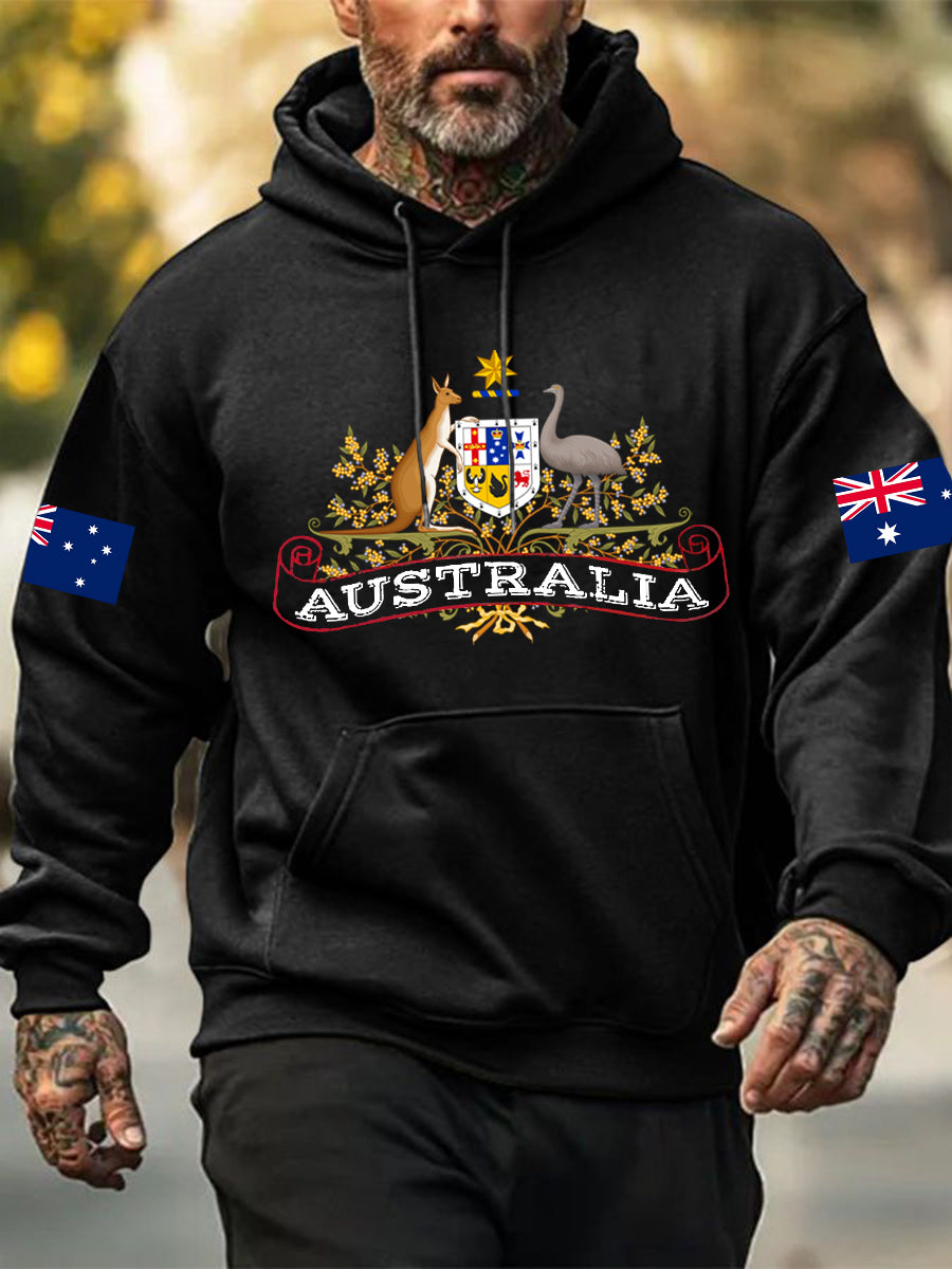 Men's Australian Flag Long Sleeve Hooded Sweatshirt