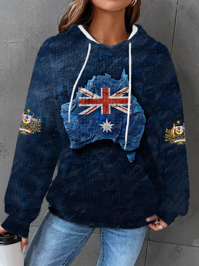 Women's Australian Flag Large-sized Hooded Sweatshirt