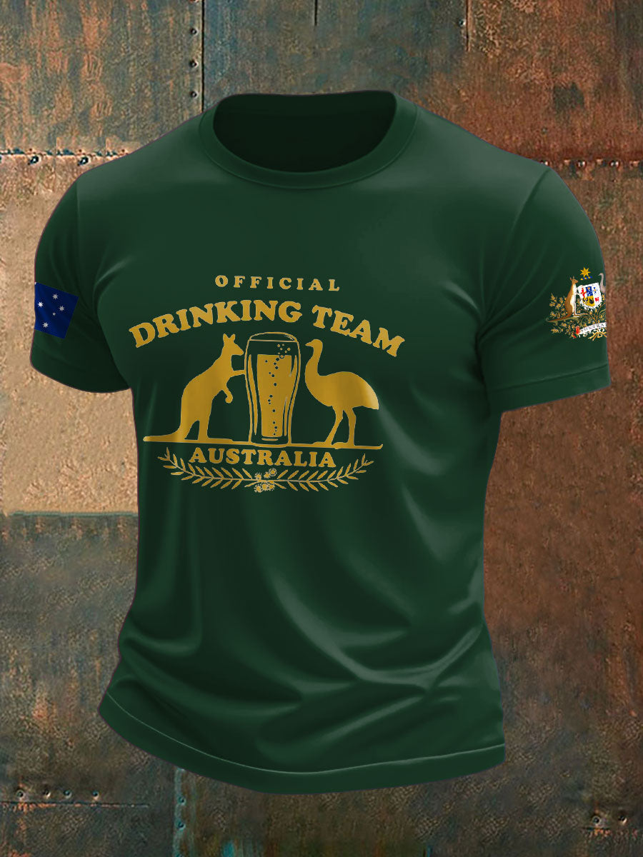 Men's Aussie Drinking Team Printed T-shirt